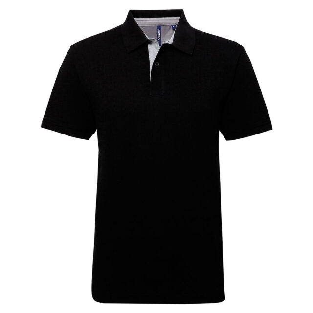 Cotton polo with Oxford fabric insert