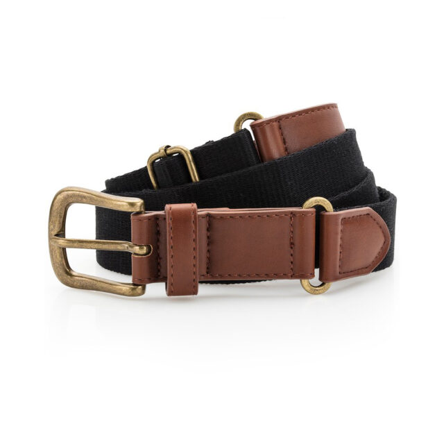 Faux leather and canvas belt