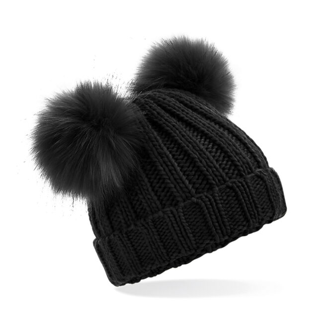 Infant/junior faux fur double pom pom beanie