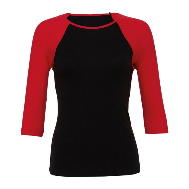 Baby rib 3/4 sleeve contrast raglan t-shirt
