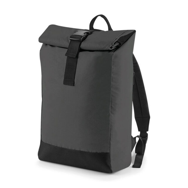 Reflective roll-top backpack