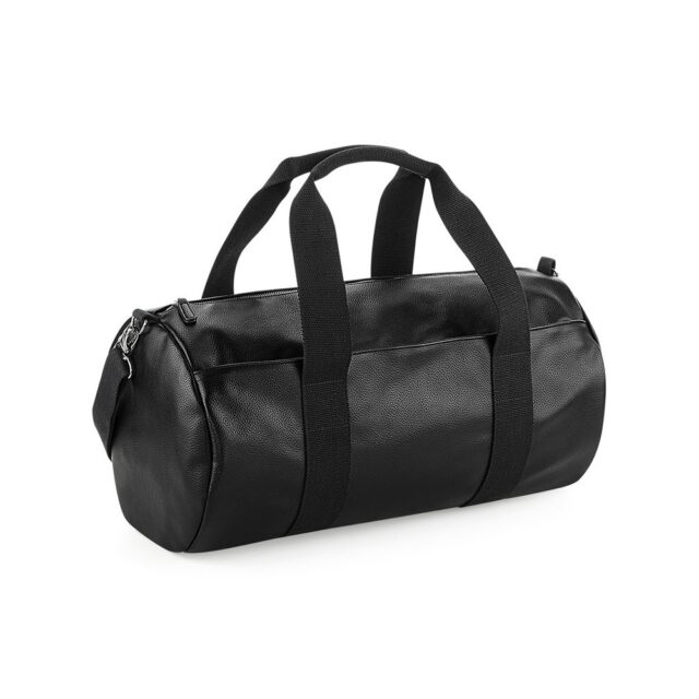 Faux leather barrel bag