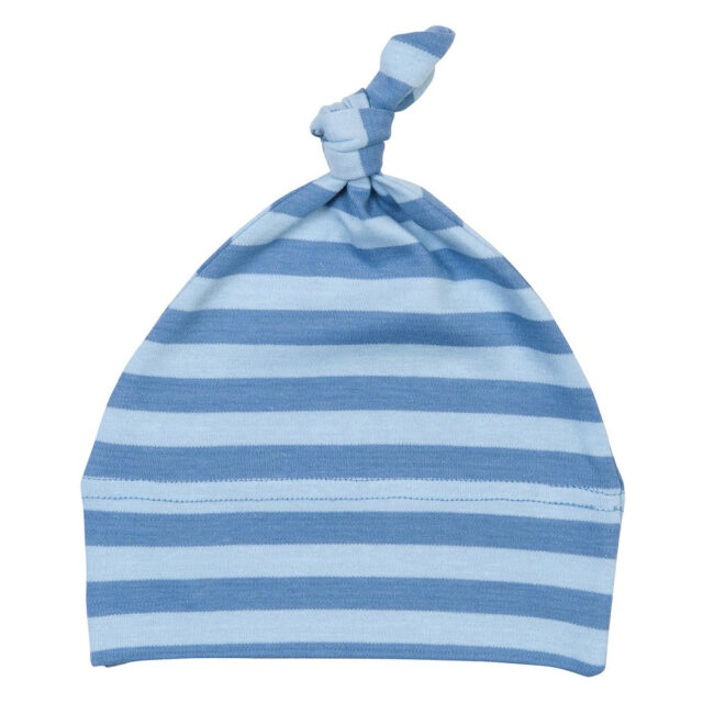 Baby stripy one-knot hat