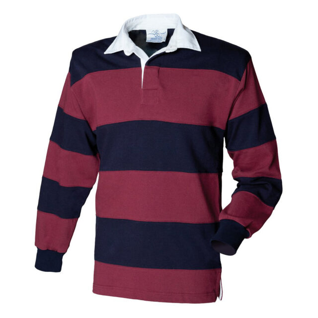 Sewn stripe long sleeve rugby shirt
