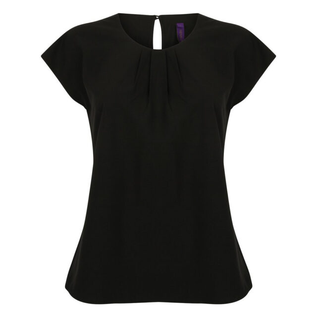 Women’s pleat front short sleeve blouse