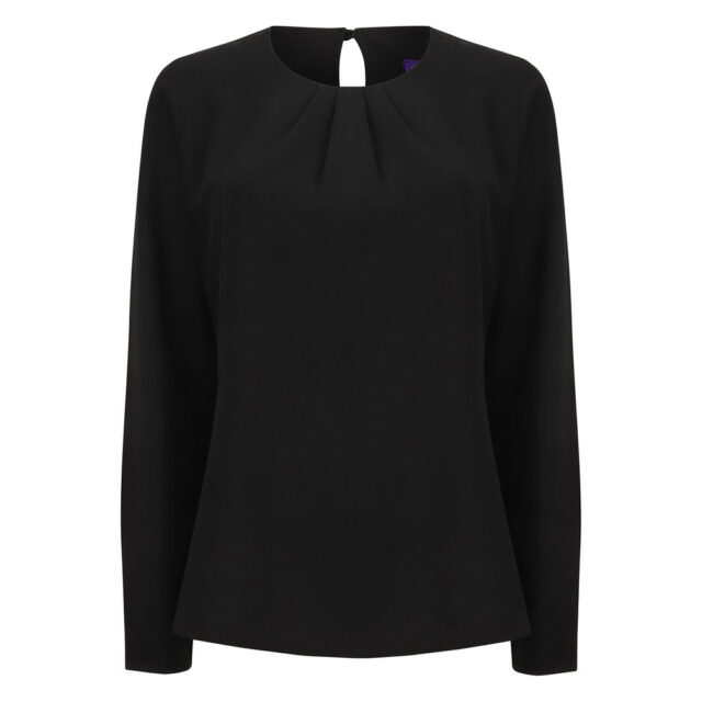 Women’s pleat front long sleeve blouse
