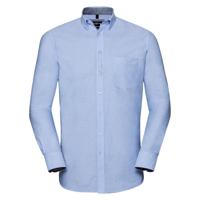 Long sleeve tailored washed Oxford shirt