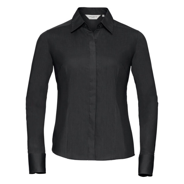 Women’s long sleeve polycotton easycare fitted poplin shirt