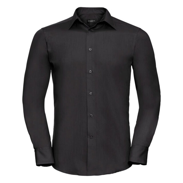 Long sleeve polycotton easycare fitted poplin shirt