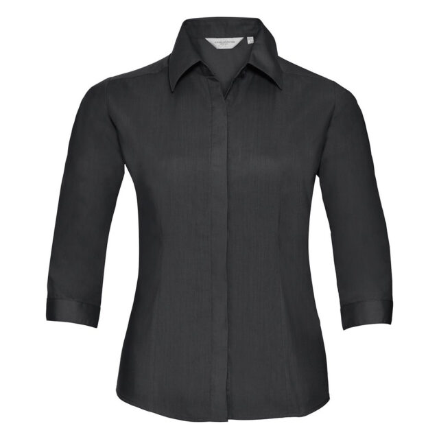 Women’s 3/4 sleeve polycotton easycare fitted poplin shirt