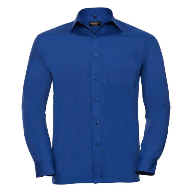 Long sleeve polycotton easycare poplin shirt