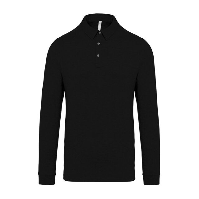Jersey knit long sleeve polo shirt