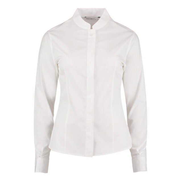 Women’s mandarin collar shirt long-sleeved (tailored fit)