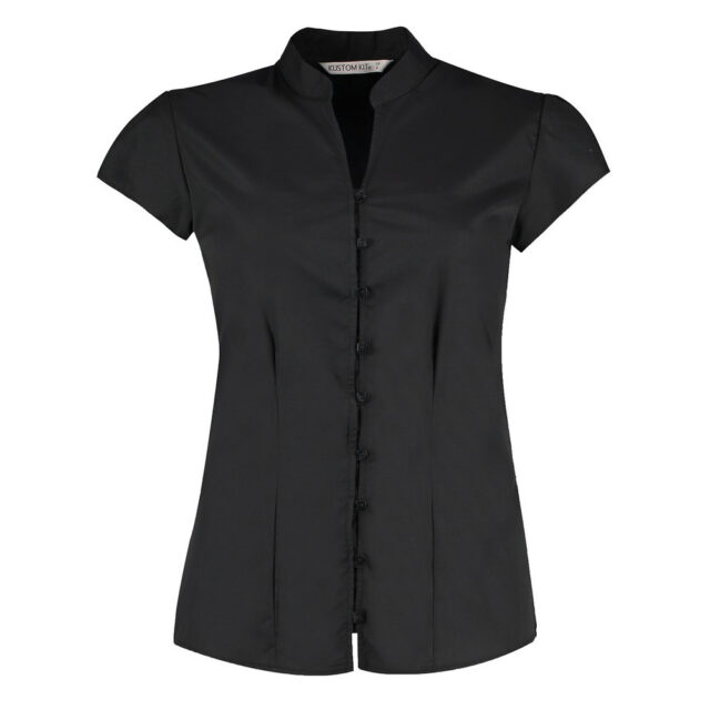 Women’s continental blouse mandarin collar cap sleeve (tailored fit)
