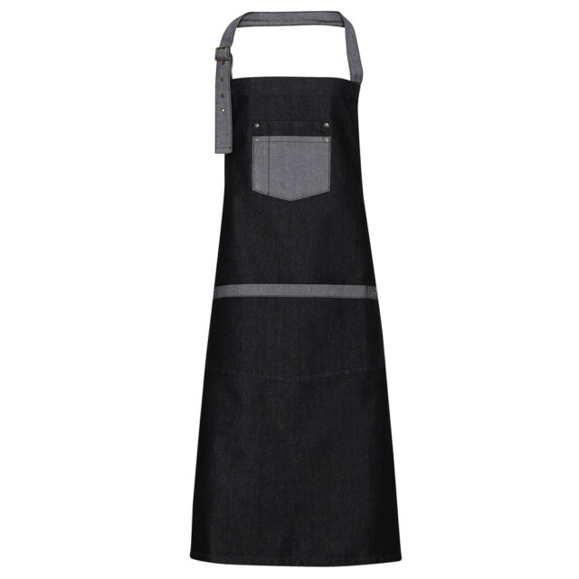 Domain contrast denim bib apron