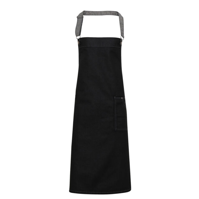 District waxed-look denim bib apron
