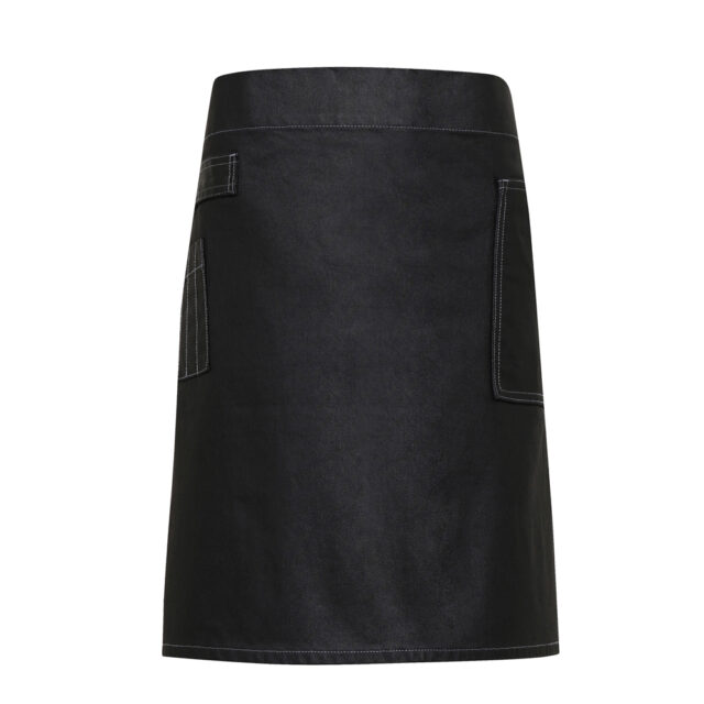 Division waxed-look denim waist apron