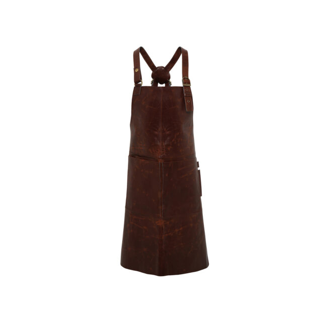 Artisan real leather cross back bib apron