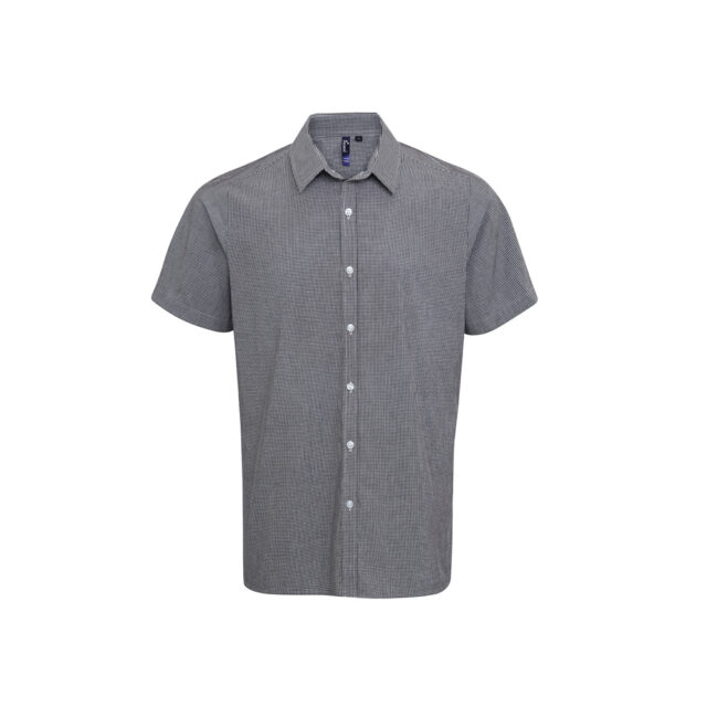 Microcheck (Gingham) short sleeve cotton shirt