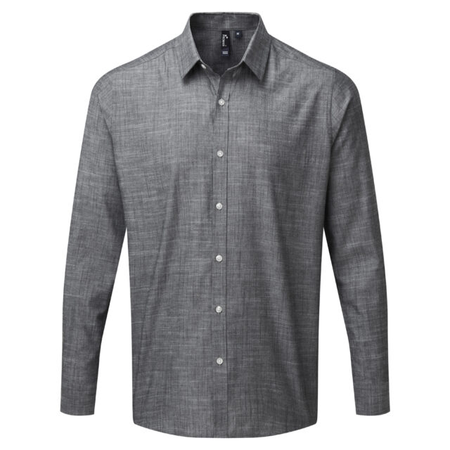 Cotton slub chambray long sleeve shirt