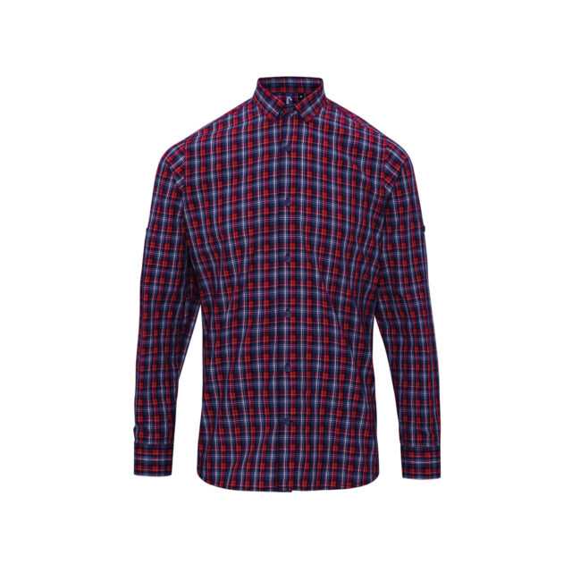 Sidehill check cotton long sleeve shirt
