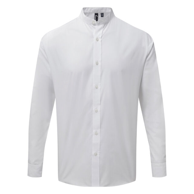 Banded collar grandad long sleeve shirt