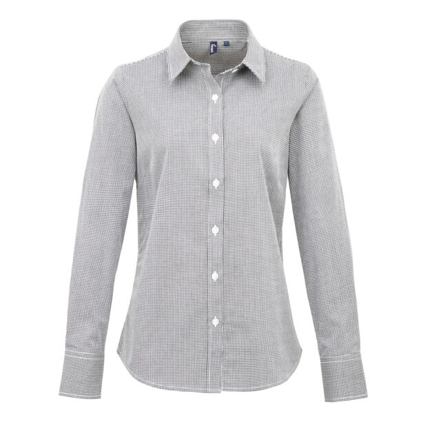Women’s Microcheck (Gingham) long sleeve cotton shirt