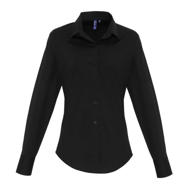 Women’s stretch fit cotton poplin long sleeve blouse