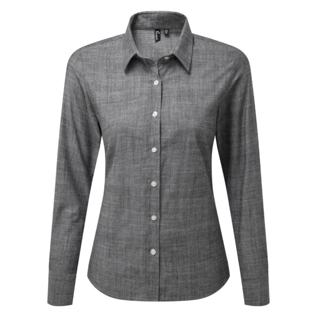 Women’s cotton slub chambray long sleeve shirt