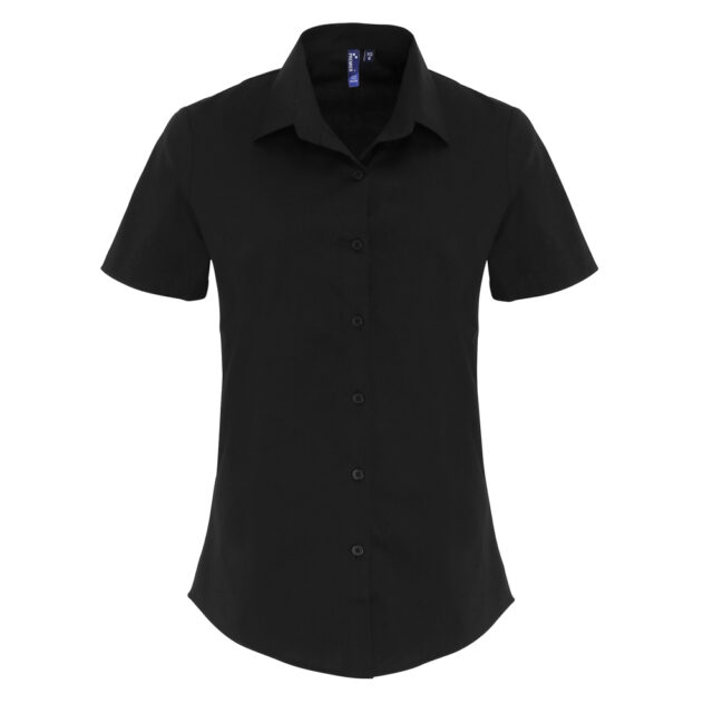 Women’s stretch fit cotton poplin short sleeve blouse