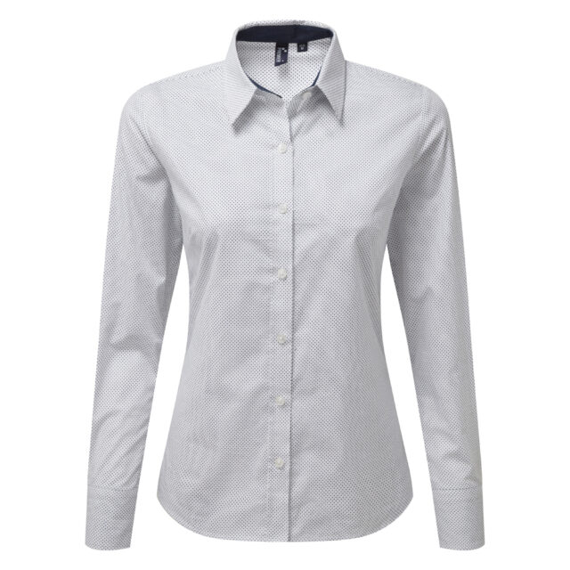 Women’s denim pindot long sleeve shirt
