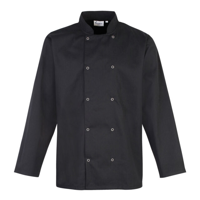 Studded front long sleeve chef’s jacket
