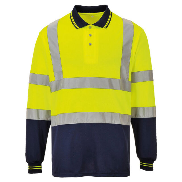 Hi-vis two-tone long sleeve polo shirt (S279)