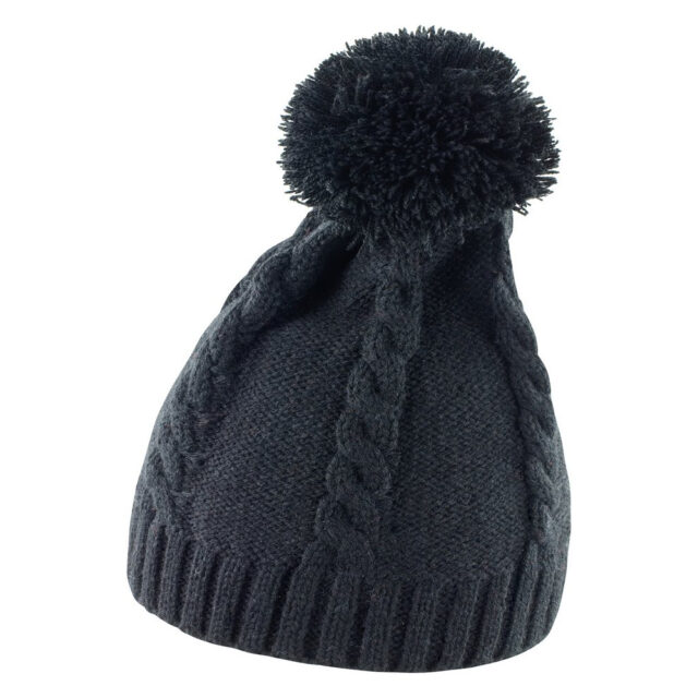 Cable knit pom pom beanie