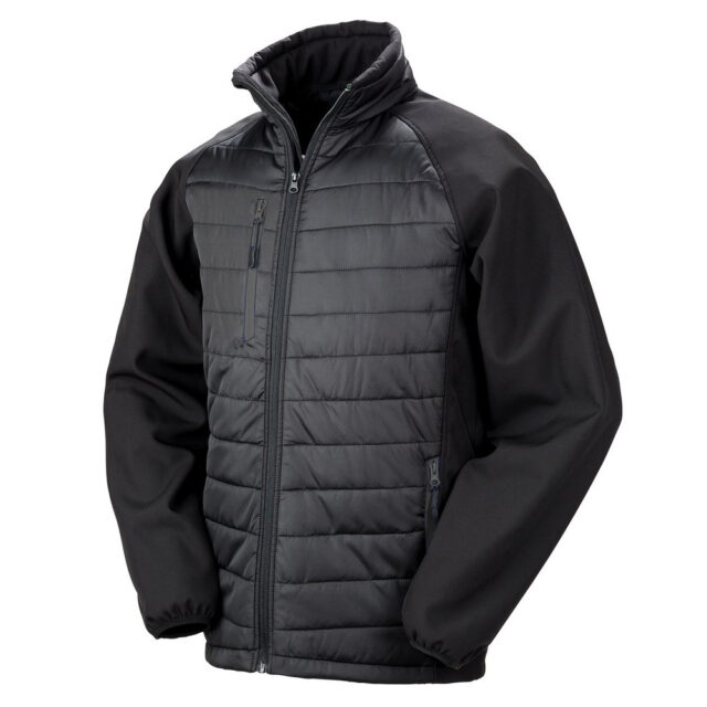 Black compass padded softshell jacket