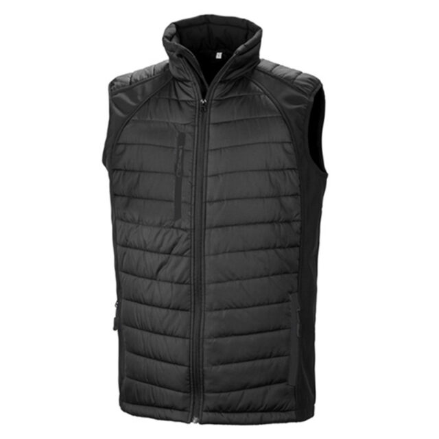 Black compass padded softshell gilet