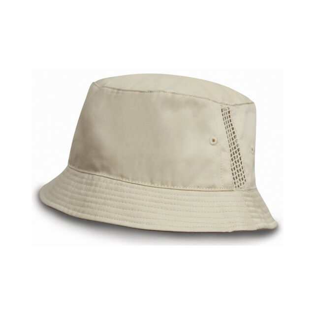 Deluxe washed cotton bucket hat with side mesh panels