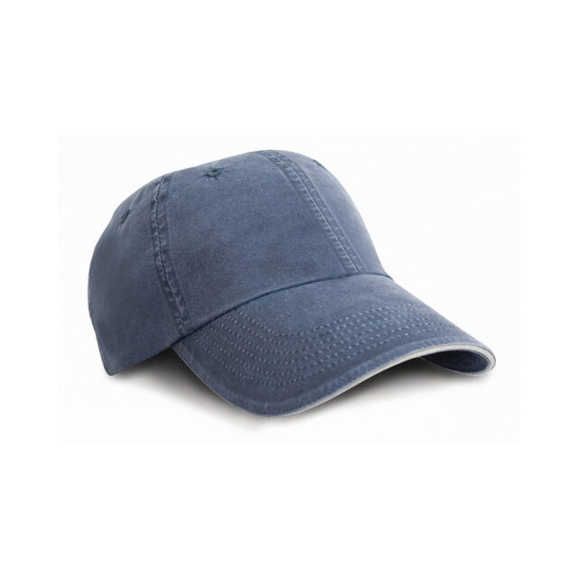Washed fine line cotton cap with sandwich peak