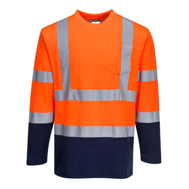 Two-Tone Long Sleeved Cotton Comfort T-Shirt