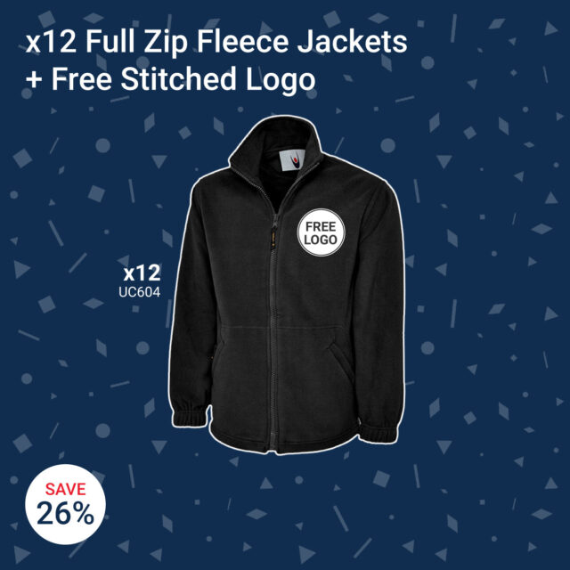 x12 Full Zip Fleece Jackets + Free Stitched Logo