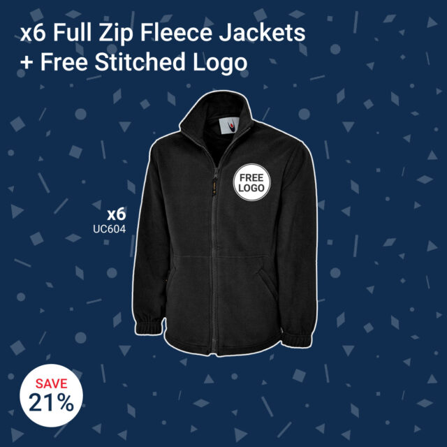 x6 Full Zip Fleece Jackets + Free Stitched Logo