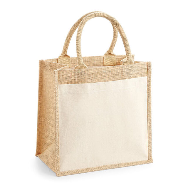 Cotton pocket jute midi tote